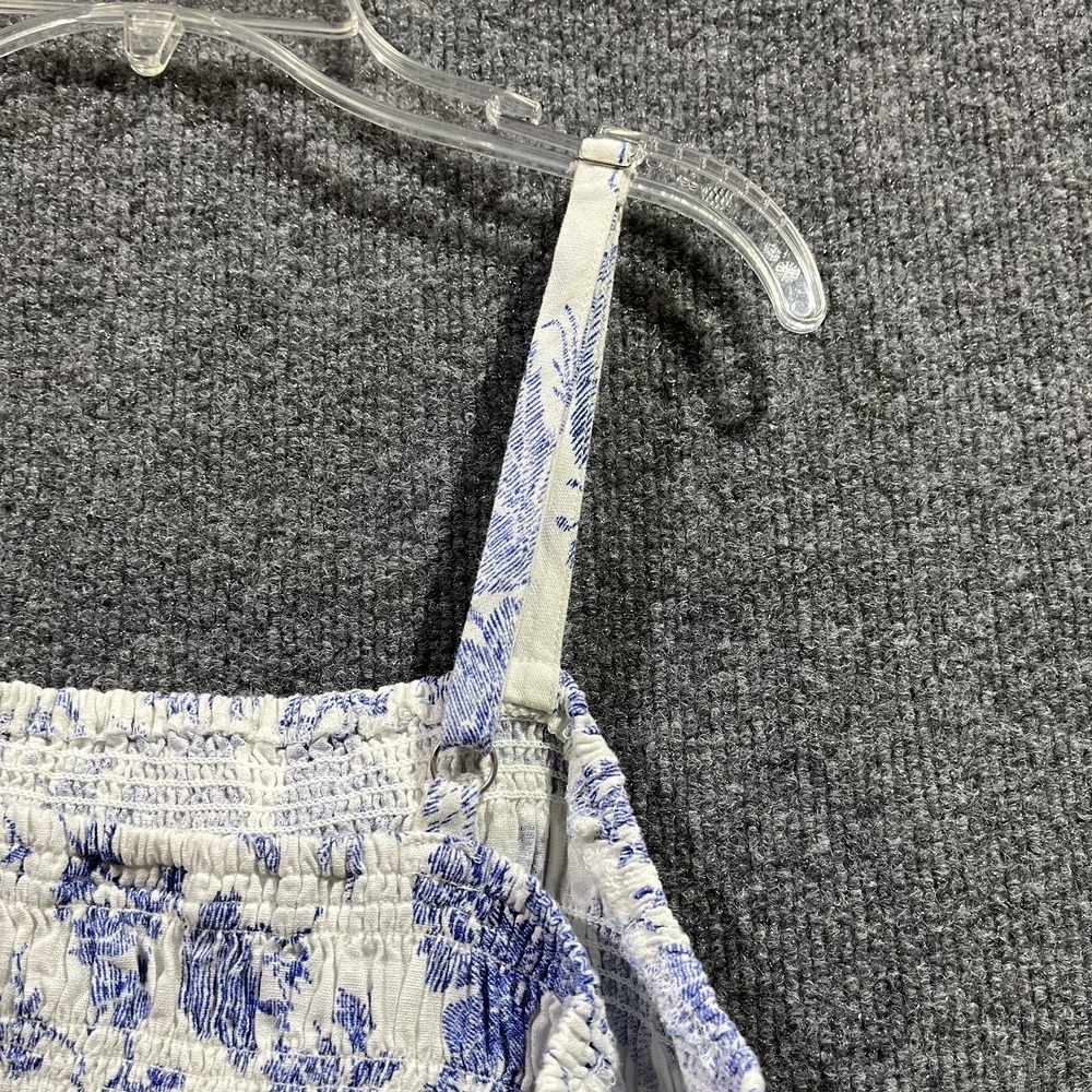 Universal Thread Smocked Mini Sundress Womens Medium White Blue Floral Linen - Picture 8 of 9